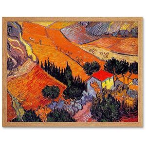 Wee Blue Coo Vincent Van Gogh Landscape With House Ploughman 1889 Painting Art Print Framed Poster Wall Decor 12X16 Inch Wee Blue Coo Vincent Van Gogh Landscape With House Ploughman 1889 Painting Art Print Framed Poster Wall Decor 12X16 Inch