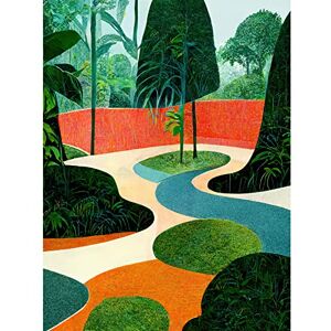 Wee Blue Coo Midcentury Style Garden Abstract Jungle Painting Orange Teal Green Unframed Wall Art Print Poster Home Decor Premium Wee Blue Coo Midcentury Style Garden Abstract Jungle Painting Orange Teal Green Unframed Wall Art Print Poster Home Decor Premium