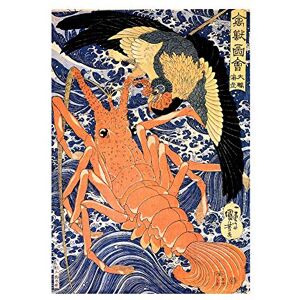 Wee Blue Coo Painting Animals Lobster Bird Utagawa Japan Wall Art Print Wee Blue Coo Painting Animals Lobster Bird Utagawa Japan Wall Art Print