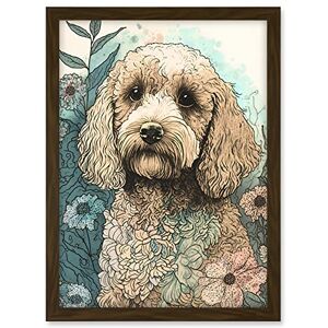 Artery8 Cockapoo Dog in Wildflower Field Pastel Watercolour Illustration Artwork Framed A3 Wall Art Print Artery8 Cockapoo Dog in Wildflower Field Pastel Watercolour Illustration Artwork Framed A3 Wall Art Print