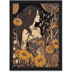 Artery8 Woman in Flower Field Midsummer Night Illustration Artwork Framed A3 Wall Art Print Artery8 Woman in Flower Field Midsummer Night Illustration Artwork Framed A3 Wall Art Print