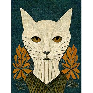 Doppelganger33 LTD Elegant Cat Illustration William Morris Style Teal Mustard Large Wall Art Poster Print Thick Paper 18X24 Inch Doppelganger33 LTD Elegant Cat Illustration William Morris Style Teal Mustard Large Wall Art Poster Print Thick Paper 18X24 Inch