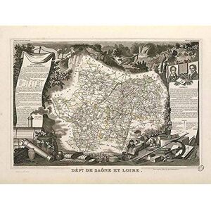 Wee Blue Coo Map Old France Levasseur Saone-Et-Loire Department Art Print Poster Wall Decor 12X16 Inch Wee Blue Coo Map Old France Levasseur Saone-Et-Loire Department Art Print Poster Wall Decor 12X16 Inch