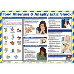 Safety First Aid Group Food Allergies and Anaphylactic Shock Poster, A2 Laminated Safety First Aid Group Food Allergies and Anaphylactic Shock Poster, A2 Laminated