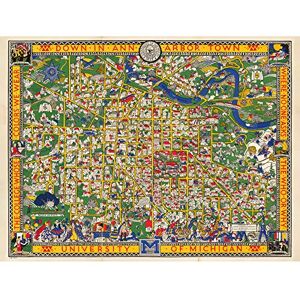 Artery8 Map Koessler 1926 University Michigan Pictorial Premium Wall Art Canvas Print 18X24 Inch Artery8 Map Koessler 1926 University Michigan Pictorial Premium Wall Art Canvas Print 18X24 Inch