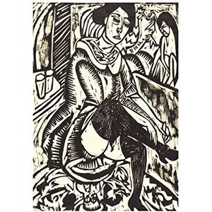 Wee Blue Coo Painting Portrait Kirchner Woman Tying Shoe Wall Art Print Wee Blue Coo Painting Portrait Kirchner Woman Tying Shoe Wall Art Print