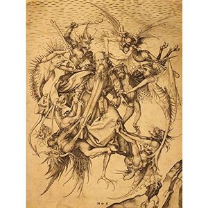 Wee Blue Coo Paintings Drawing Schongauer Anthony Temptation Demon Saint Art Print Poster Wall Decor 12X16 Inch Wee Blue Coo Paintings Drawing Schongauer Anthony Temptation Demon Saint Art Print Poster Wall Decor 12X16 Inch