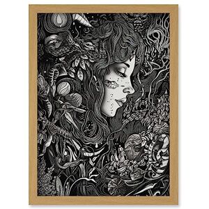 Artery8 Nature Goddess Black and White Modern Illustration Artwork Framed A3 Wall Art Print Artery8 Nature Goddess Black and White Modern Illustration Artwork Framed A3 Wall Art Print