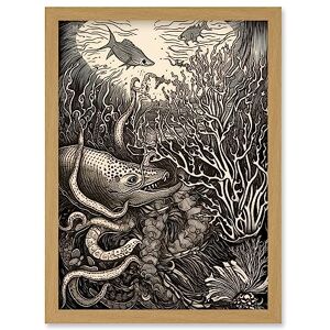 Artery8 - Aquatic Linocut - Framed - Wall Art Print Artery8 - Aquatic Linocut - Framed - Wall Art Print
