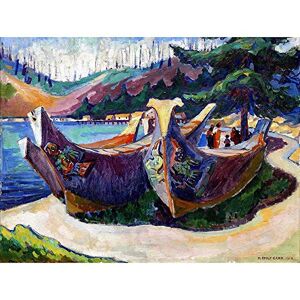 Wee Blue Coo Painting Carr First Nation War Canoes Alert Bay Art Print Poster Wall Decor 12X16 Inch Wee Blue Coo Painting Carr First Nation War Canoes Alert Bay Art Print Poster Wall Decor 12X16 Inch