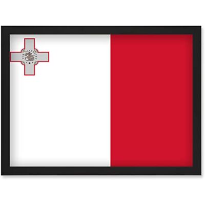 Artery8 - Malta National Flag - Black - A4 - Wall art print Artery8 - Malta National Flag - Black - A4 - Wall art print