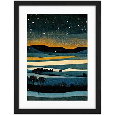 Doppelganger33 LTD Star Filled Twilight Landscape Painting Artwork Framed Wall Art Print 18X24 Inch Doppelganger33 LTD Star Filled Twilight Landscape Painting Artwork Framed Wall Art Print 18X24 Inch