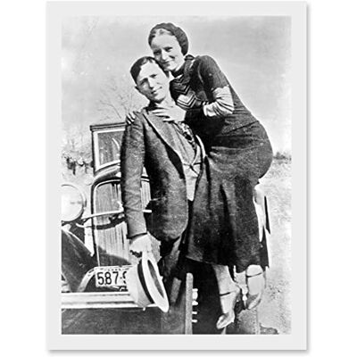 Artery8 - Clyde Barrow Bonnie Parker - White - A4 - Wall Art Artery8 - Clyde Barrow Bonnie Parker - White - A4 - Wall Art