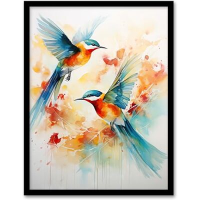 Artery8 Aerial Ballet Watercolour Artwork Bright Bold Birds In Flight Artwork Framed Wall Art Print A4 Artery8 Aerial Ballet Watercolour Artwork Bright Bold Birds In Flight Artwork Framed Wall Art Print A4