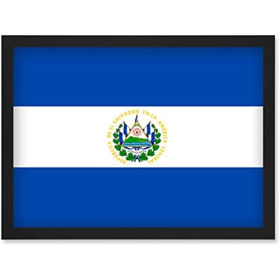 Artery8 - El Salvador National Flag - Black - A4 - Framed Poster Artery8 - El Salvador National Flag - Black - A4 - Framed Poster