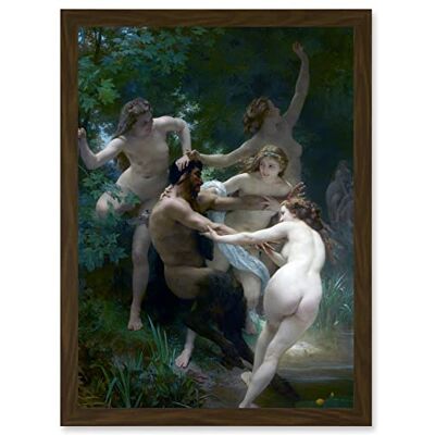 Artery8 - Bouguereau Nymphs Satyr - Brown - A4 - Framed Wall Art Artery8 - Bouguereau Nymphs Satyr - Brown - A4 - Framed Wall Art