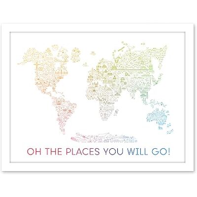 Artery8 World Travel Landmark Line Map Oh The Places You Will Go! Rainbow White Artwork Framed Wall Art Print 18X24 Inch Artery8 World Travel Landmark Line Map Oh The Places You Will Go! Rainbow White Artwork Framed Wall Art Print 18X24 Inch