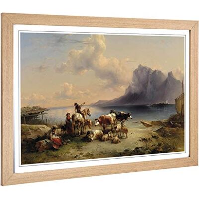 Big Box Art Framed Print of Friedrich Gauermann Animals and Landscape 2 Design Wall Art Picture Home Decor for Kitchen, Living Room, Bedroom, Hallway, Oak, A2 / 24.5x18 Inch / 62x45cm Big Box Art Framed Print of Friedrich Gauermann Animals and Landscape 2 Design Wall Art Picture Home Decor for Kitchen, Living Room, Bedroom, Hallway, Oak, A2 / 24.5x18 Inch / 62x45cm