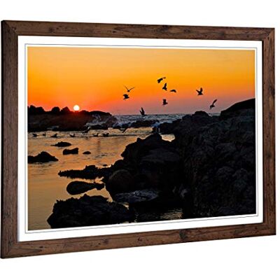 Big Box Art Framed Print of Landscape Baiona Spain Sunset & Birds Design Wall Art Picture Home Decor for Kitchen, Living Room, Bedroom, Hallway, Walnut, A2 / 24.5x18 Inch / 62x45cm Big Box Art Framed Print of Landscape Baiona Spain Sunset & Birds Design Wall Art Picture Home Decor for Kitchen, Living Room, Bedroom, Hallway, Walnut, A2 / 24.5x18 Inch / 62x45cm