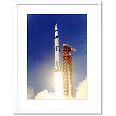 Wee Blue Coo Space Apollo 11 Launch Saturn V Rocket Blast Thrust Flame Cool Framed Wall Art Print Wee Blue Coo Space Apollo 11 Launch Saturn V Rocket Blast Thrust Flame Cool Framed Wall Art Print