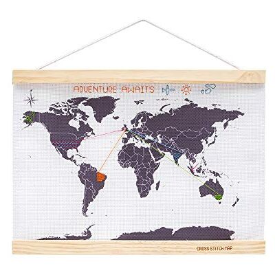 Suck UK Cross Stitch Kits Embroidery Kit for Beginners Embroidery Kits & Cross Stitch Kits for Adults Framed World Map Wall Art Art Supplies & Sewing Accessories Travel Gifts Mini Suck UK Cross Stitch Kits Embroidery Kit for Beginners Embroidery Kits & Cross Stitch Kits for Adults Framed World Map Wall Art Art Supplies & Sewing Accessories Travel Gifts Mini