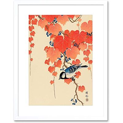 Wee Blue Coo Painting Japan Nature Bird Ivy Berry Shoson Ohara Framed Wall Art Print Wee Blue Coo Painting Japan Nature Bird Ivy Berry Shoson Ohara Framed Wall Art Print
