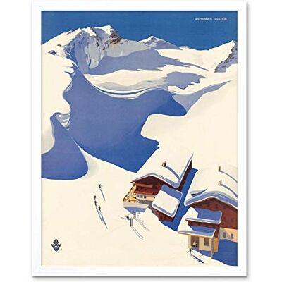 Wee Blue Coo Travel Winter Sport Snow Ski Chalet Alps Austria Art Print Framed Poster Wall Decor 12X16 Inch Wee Blue Coo Travel Winter Sport Snow Ski Chalet Alps Austria Art Print Framed Poster Wall Decor 12X16 Inch