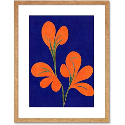 Doppelganger33 LTD Henri Matisse Inspired Bright Abstract Orange Flower Blooms On Royal Blue Artwork Framed Wall Art Print 9X7 Inch Doppelganger33 LTD Henri Matisse Inspired Bright Abstract Orange Flower Blooms On Royal Blue Artwork Framed Wall Art Print 9X7 Inch