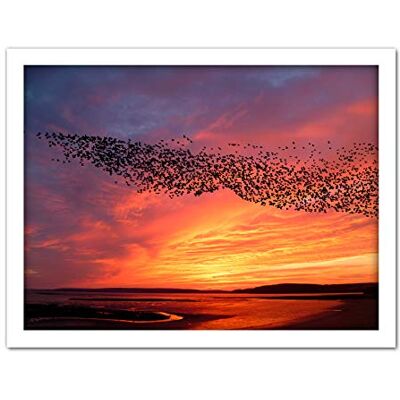 Artery8 Purple Orange Sunset Flock Birds Landscape Photo Artwork Framed Wall Art Print 18X24 Inch Artery8 Purple Orange Sunset Flock Birds Landscape Photo Artwork Framed Wall Art Print 18X24 Inch