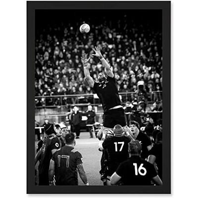 Artery8 - Coleman Rugby Union Line Out New Zealand Photo Artwork Framed - Black - A4 - Wall Art Print Artery8 - Coleman Rugby Union Line Out New Zealand Photo Artwork Framed - Black - A4 - Wall Art Print