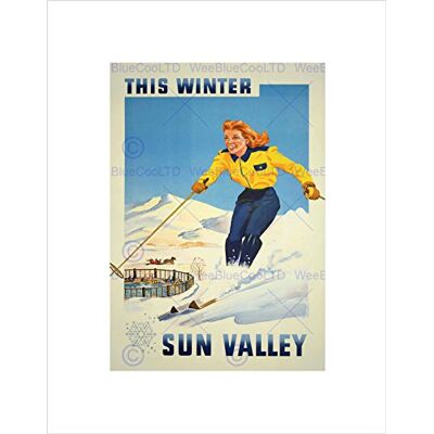 Wee Blue Coo TRAVEL SUN VALLEY SKIING WINTER SPORT SNOW IDAHOAD FRAMED ART PRINT B12X1718 Wee Blue Coo TRAVEL SUN VALLEY SKIING WINTER SPORT SNOW IDAHOAD FRAMED ART PRINT B12X1718