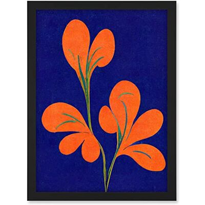 Doppelganger33 LTD Henri Matisse Inspired Bright Abstract Orange Flower Blooms On Royal Blue Artwork Framed A3 Wall Art Print Doppelganger33 LTD Henri Matisse Inspired Bright Abstract Orange Flower Blooms On Royal Blue Artwork Framed A3 Wall Art Print