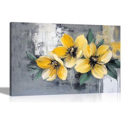 Artley Prints Yellow Abstract Flowers Graffiti Rustic Grey Canvas Wall Art Pictures Home Decor Living Room Artwork Prints 86 x 61cm (34 x 24 inches) A1 Artley Prints Yellow Abstract Flowers Graffiti Rustic Grey Canvas Wall Art Pictures Home Decor Living Room Artwork Prints 86 x 61cm (34 x 24 inches) A1