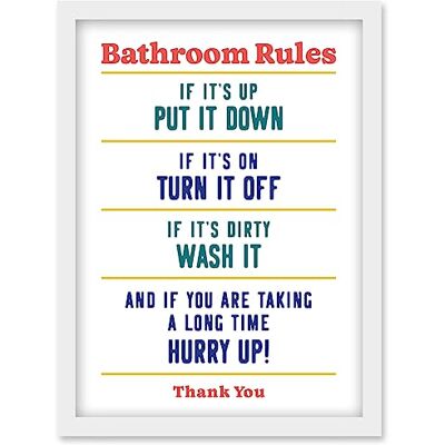 Artery8 - Bathroom Rules - Funny - A4 - Wall Art Artery8 - Bathroom Rules - Funny - A4 - Wall Art
