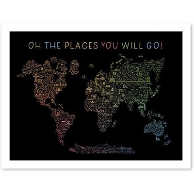 Artery8 World Travel Landmark Line Map Oh The Places You Will Go! Rainbow Black Artwork Framed Wall Art Print 18X24 Inch Artery8 World Travel Landmark Line Map Oh The Places You Will Go! Rainbow Black Artwork Framed Wall Art Print 18X24 Inch