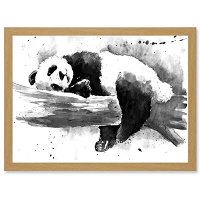 Artery8 - Panda Sleeping Watercolour Black White - A4 Artery8 - Panda Sleeping Watercolour Black White - A4