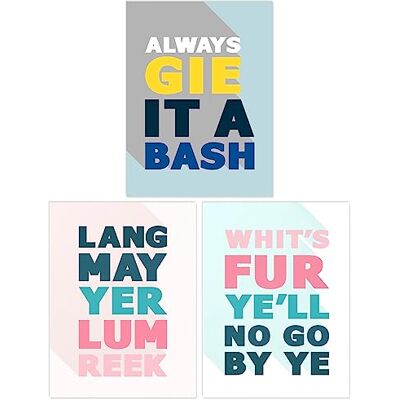 Wee Blue Coo - Scottish Sayings Pack - Pastel - Wall Art Wee Blue Coo - Scottish Sayings Pack - Pastel - Wall Art