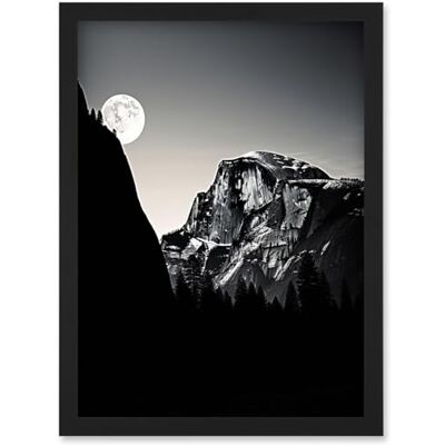 Artery8 Moonrise by Half Dome in Yosemite National Park High Contrast Black White Photograph Full Moon and Mountain Forest Landscape Artwork Framed Wall Art Print A4 Artery8 Moonrise by Half Dome in Yosemite National Park High Contrast Black White Photograph Full Moon and Mountain Forest Landscape Artwork Framed Wall Art Print A4