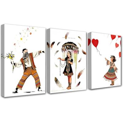 PIGPIGFLY Banksy Canvas Wall Art Triptych: Framed Flower Thrower, Girl with Balloon & Nola Paintings Large Wall Art for Living Room,Street art Graffiti,Bedroom Mural (30x40cm Wood Frame) PIGPIGFLY Banksy Canvas Wall Art Triptych: Framed Flower Thrower, Girl with Balloon & Nola Paintings Large Wall Art for Living Room,Street art Graffiti,Bedroom Mural (30x40cm Wood Frame)