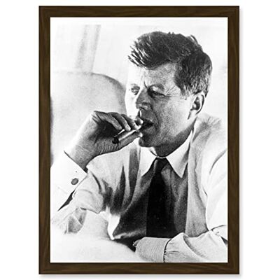Artery8 - JFK Smoking Cigar - A4 - Wall Art Print Artery8 - JFK Smoking Cigar - A4 - Wall Art Print