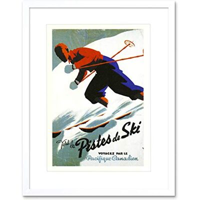 Wee Blue Coo Travel Tourism Winter Sport Ski Snow Piste Canada Framed Wall Art Print Wee Blue Coo Travel Tourism Winter Sport Ski Snow Piste Canada Framed Wall Art Print