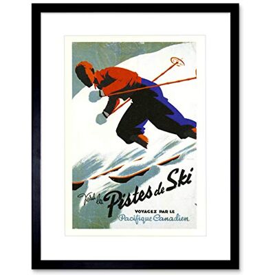 Wee Blue Coo Travel Tourism Winter Sport Ski Snow Piste Canada Framed Wall Art Print Wee Blue Coo Travel Tourism Winter Sport Ski Snow Piste Canada Framed Wall Art Print