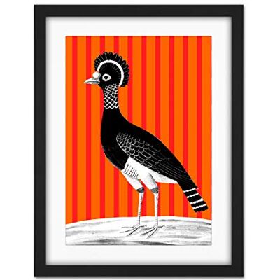 Wee Blue Coo Tall Birds On Stripes Carafson Hen Artwork Framed Wall Art Print 18X24 Inch Wee Blue Coo Tall Birds On Stripes Carafson Hen Artwork Framed Wall Art Print 18X24 Inch