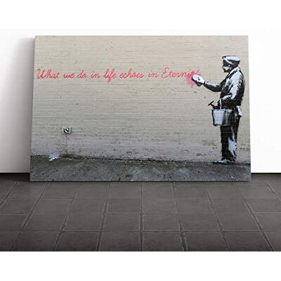Big Box Art Banksy What We Do in Life Graffti Wall Art Canvas Print Gallery Wrapped 30mm Frame Wall Decor 20x14 inches Ready to Hang Pop Art Picture Living Room Bedroom Lounge Office Big Box Art Banksy What We Do in Life Graffti Wall Art Canvas Print Gallery Wrapped 30mm Frame Wall Decor 20x14 inches Ready to Hang Pop Art Picture Living Room Bedroom Lounge Office