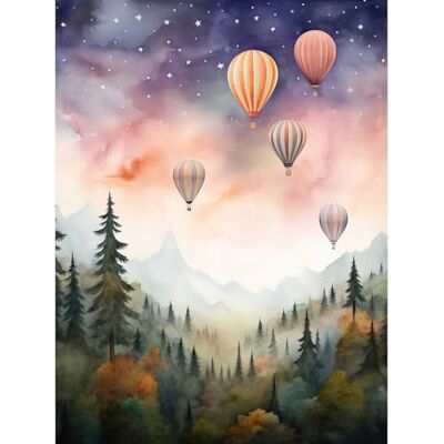 Artery8 Hot Air Balloons Over Misty Forest Landscape Watercolour Painting Orange Green Purple Dreamy Dusk Sky Stars Kids Bedroom Large Wall Art Poster Print Thick Paper 18X24 Inch Artery8 Hot Air Balloons Over Misty Forest Landscape Watercolour Painting Orange Green Purple Dreamy Dusk Sky Stars Kids Bedroom Large Wall Art Poster Print Thick Paper 18X24 Inch