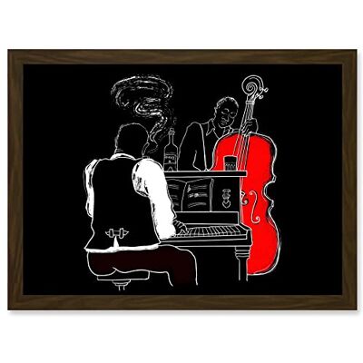 Artery8 - Musicians Jazz Piano Illustration - Red - Wall Art Print Artery8 - Musicians Jazz Piano Illustration - Red - Wall Art Print