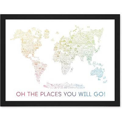 Artery8 World Travel Landmark Line Map Oh The Places You Will Go! Rainbow White Artwork Framed Wall Art Print 18X24 Inch Artery8 World Travel Landmark Line Map Oh The Places You Will Go! Rainbow White Artwork Framed Wall Art Print 18X24 Inch