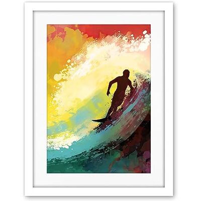 Artery8 The Silhouette of a Surfer Surfing on a Big Wave Artwork Framed Wall Art Print 18X24 Inch Artery8 The Silhouette of a Surfer Surfing on a Big Wave Artwork Framed Wall Art Print 18X24 Inch
