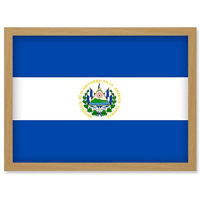 Artery8 - El Salvador Flag - A4 - Framed - Wall Art Artery8 - El Salvador Flag - A4 - Framed - Wall Art