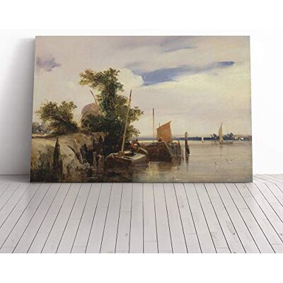 Big Box Art Richard Bonington Barges on a River Canvas Print Gallery Wrapped 30mm Frame Wall Art 20x14 inches Ready to Hang Modern Landscape Picture Living Room Bedroom Lounge Office Big Box Art Richard Bonington Barges on a River Canvas Print Gallery Wrapped 30mm Frame Wall Art 20x14 inches Ready to Hang Modern Landscape Picture Living Room Bedroom Lounge Office